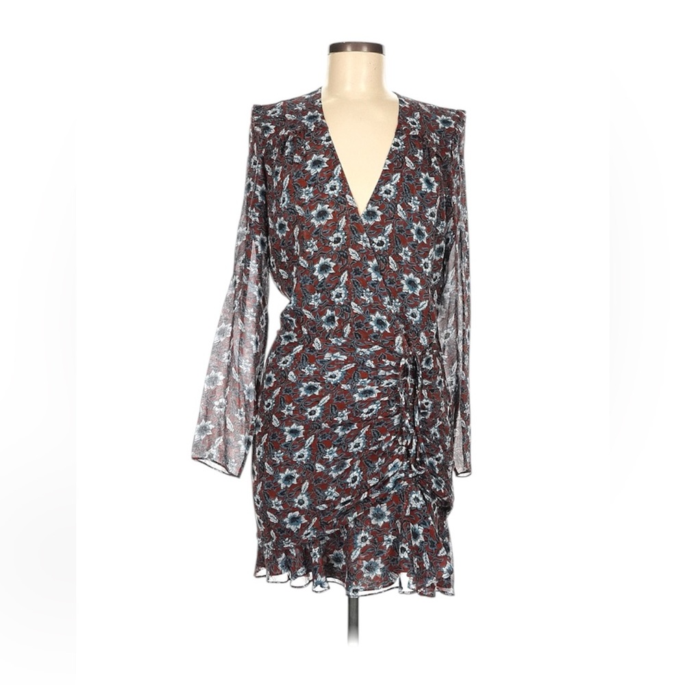 NWOT VERONICA BEARD Floral Long Sleeve Dress BLACK WHITE BLUE BURGUNDY - Picture 5 of 8